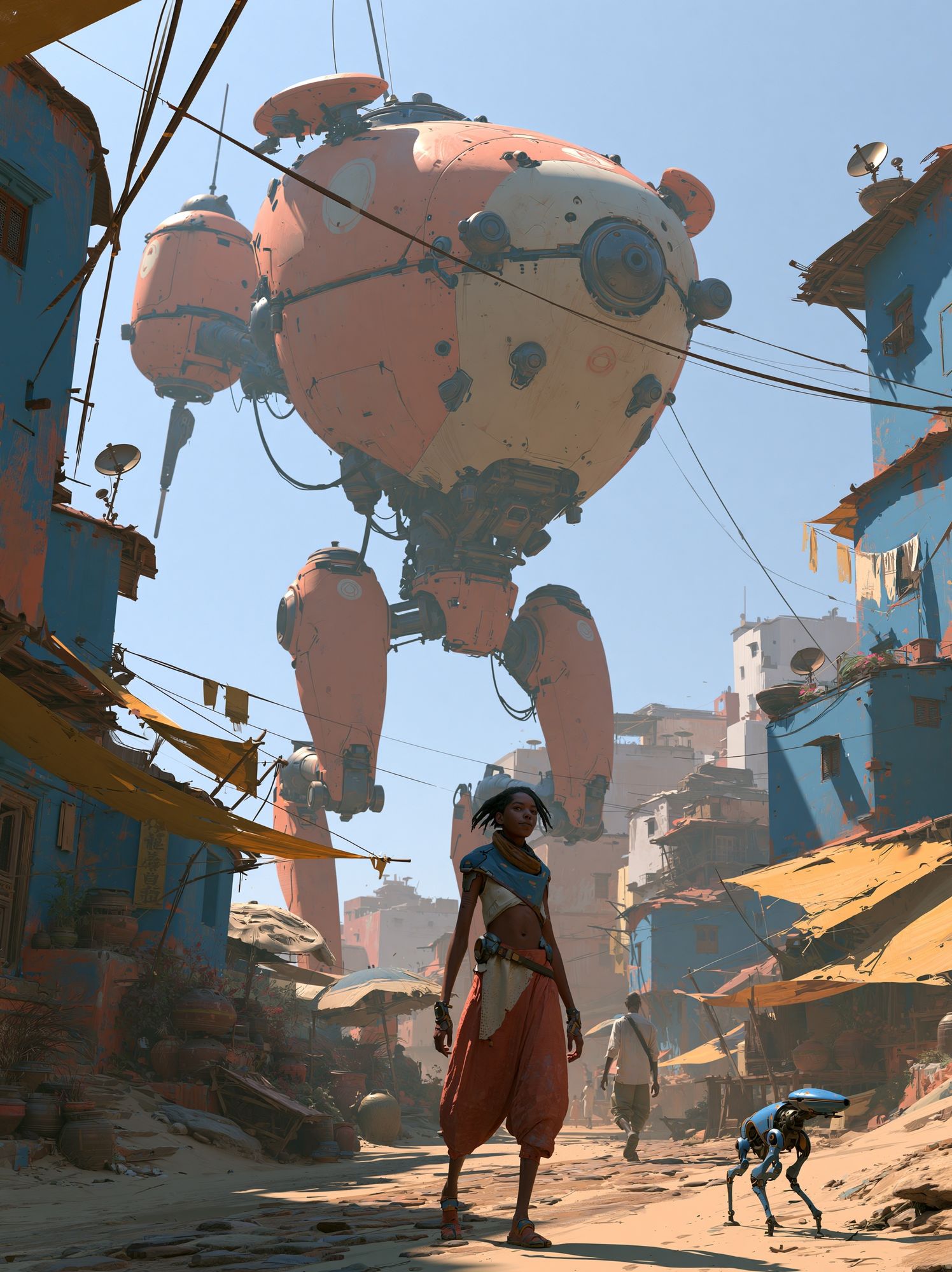 Sci-Fi Street Giant Robot Print. poster detail