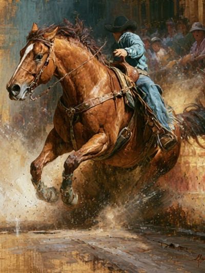 Cowboy Horse Ride Illustration Poster. poster