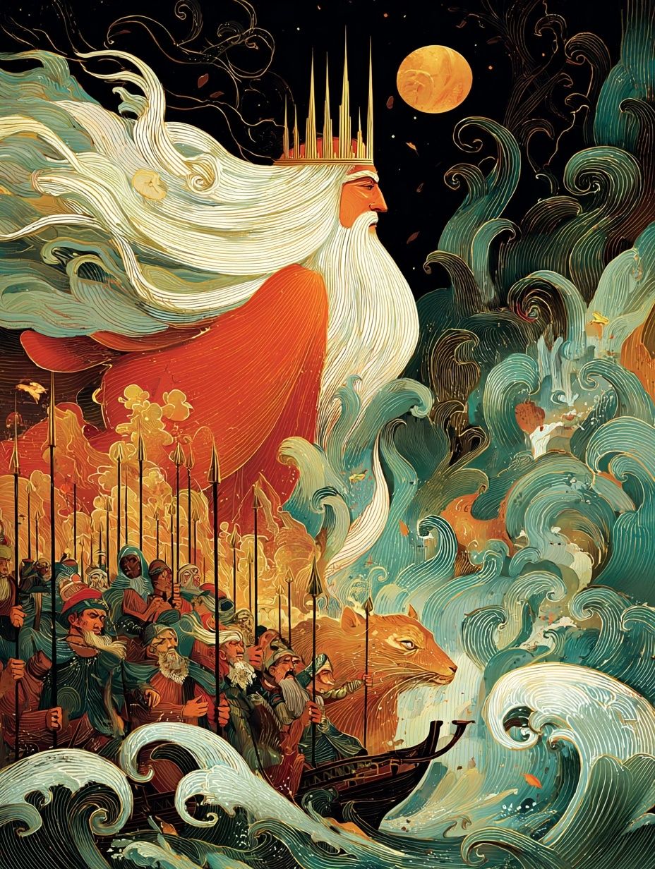 Poseidon Mythic Illustration Poster. poster — illustration art