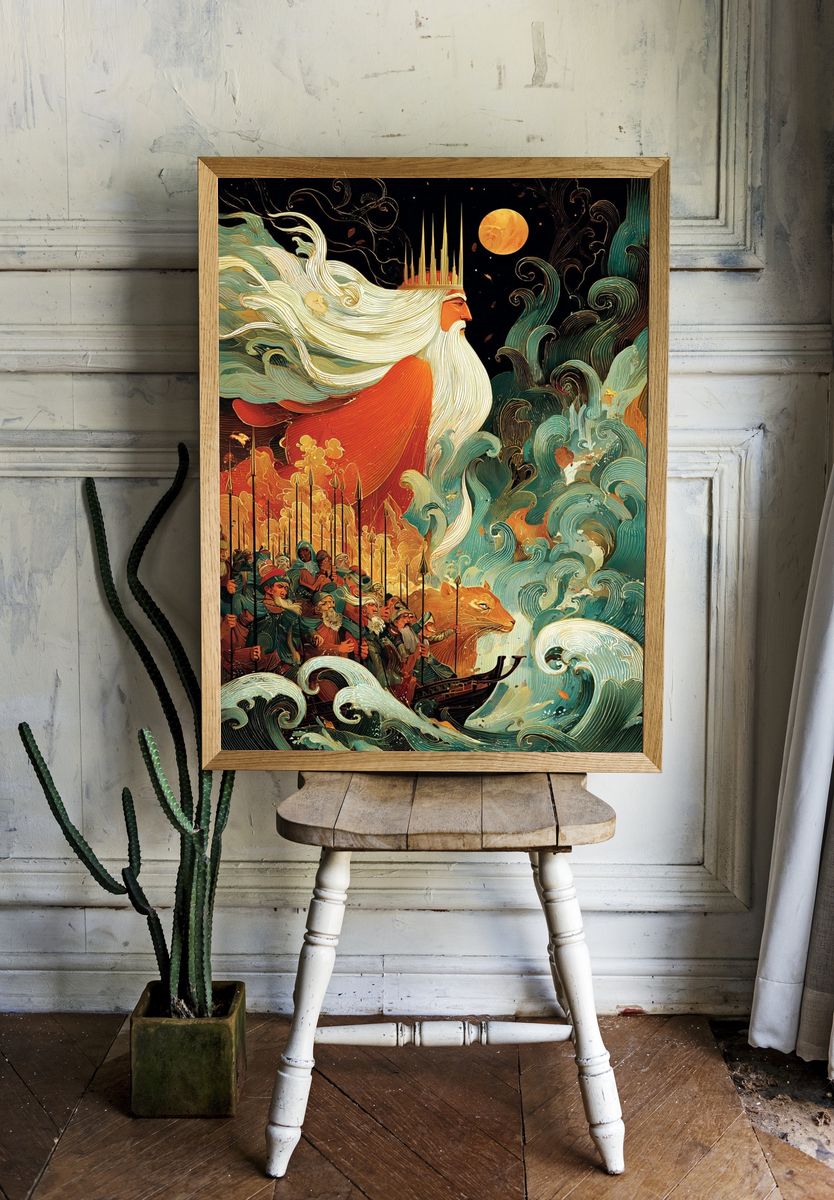 Poseidon Mythic Illustration Poster. — room view 1