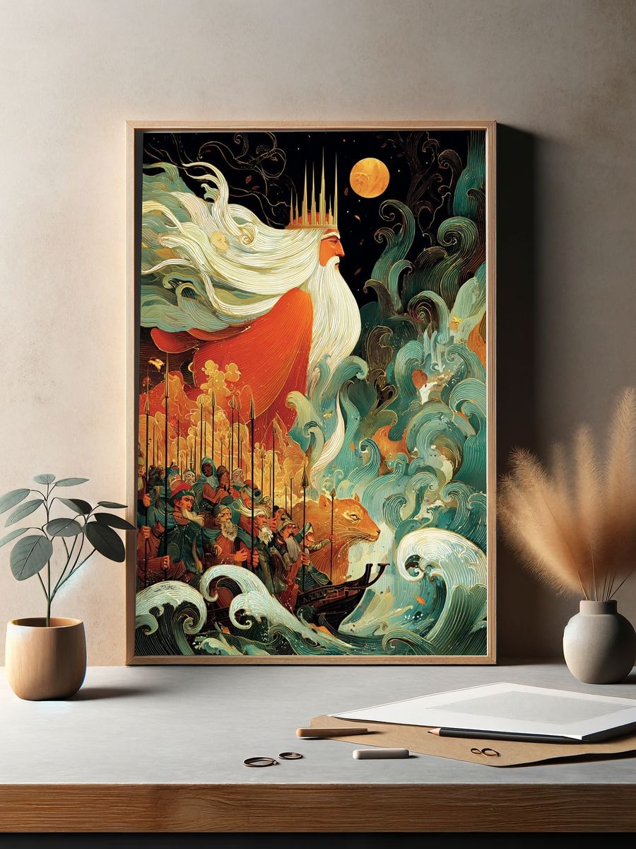 Poseidon Mythic Illustration Poster. — room view 2