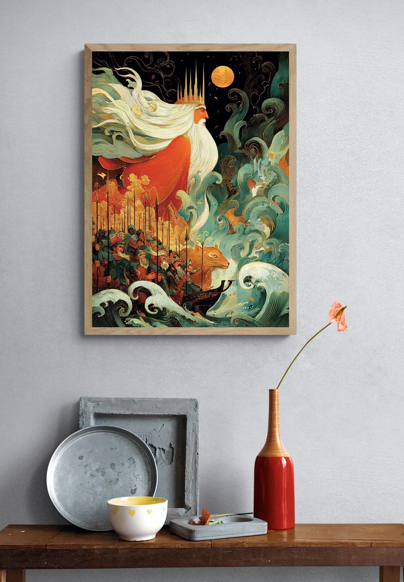 Poseidon Mythic Illustration Poster. — room view 3