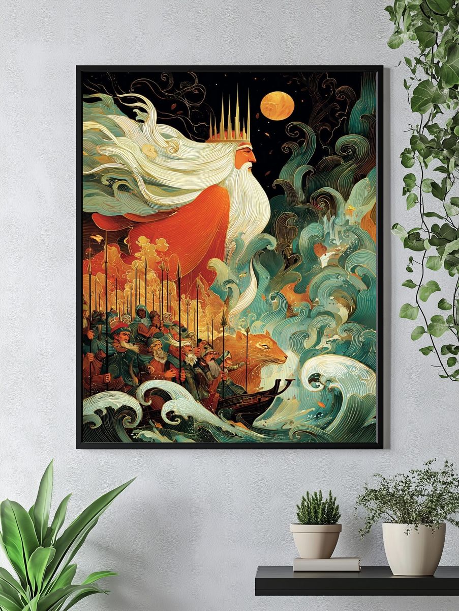 Poseidon Mythic Illustration Poster. — room view 4