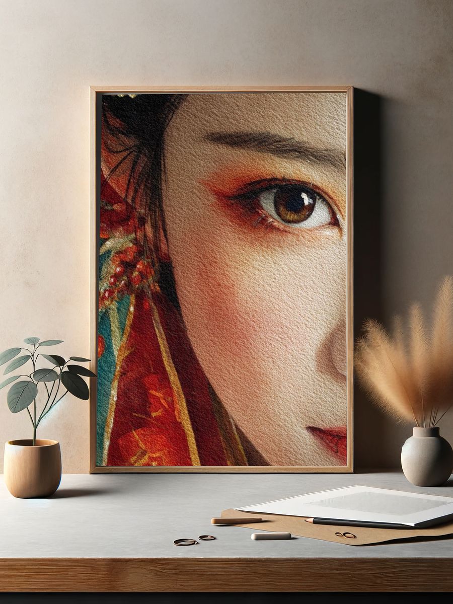 Geisha Portrait Watercolor Print. — room view 2
