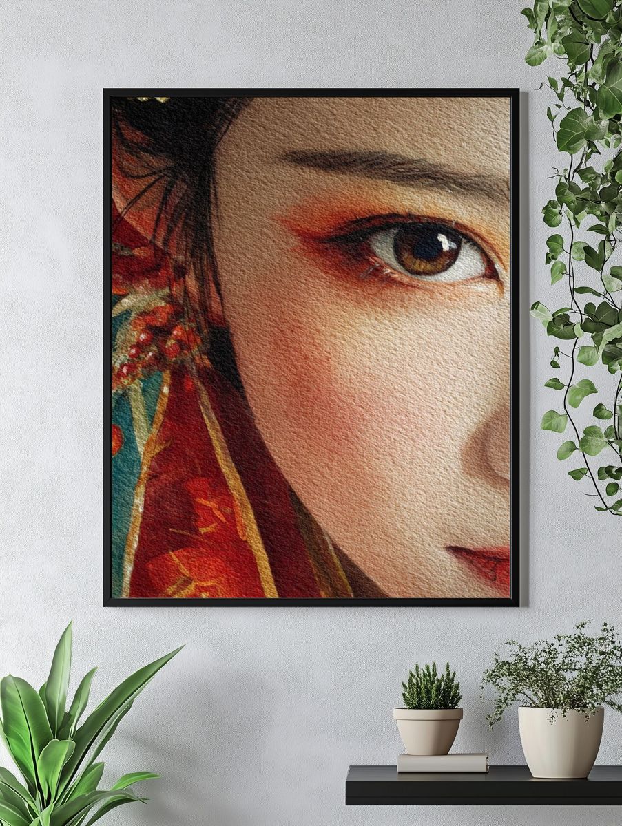 Geisha Portrait Watercolor Print. — room view 4