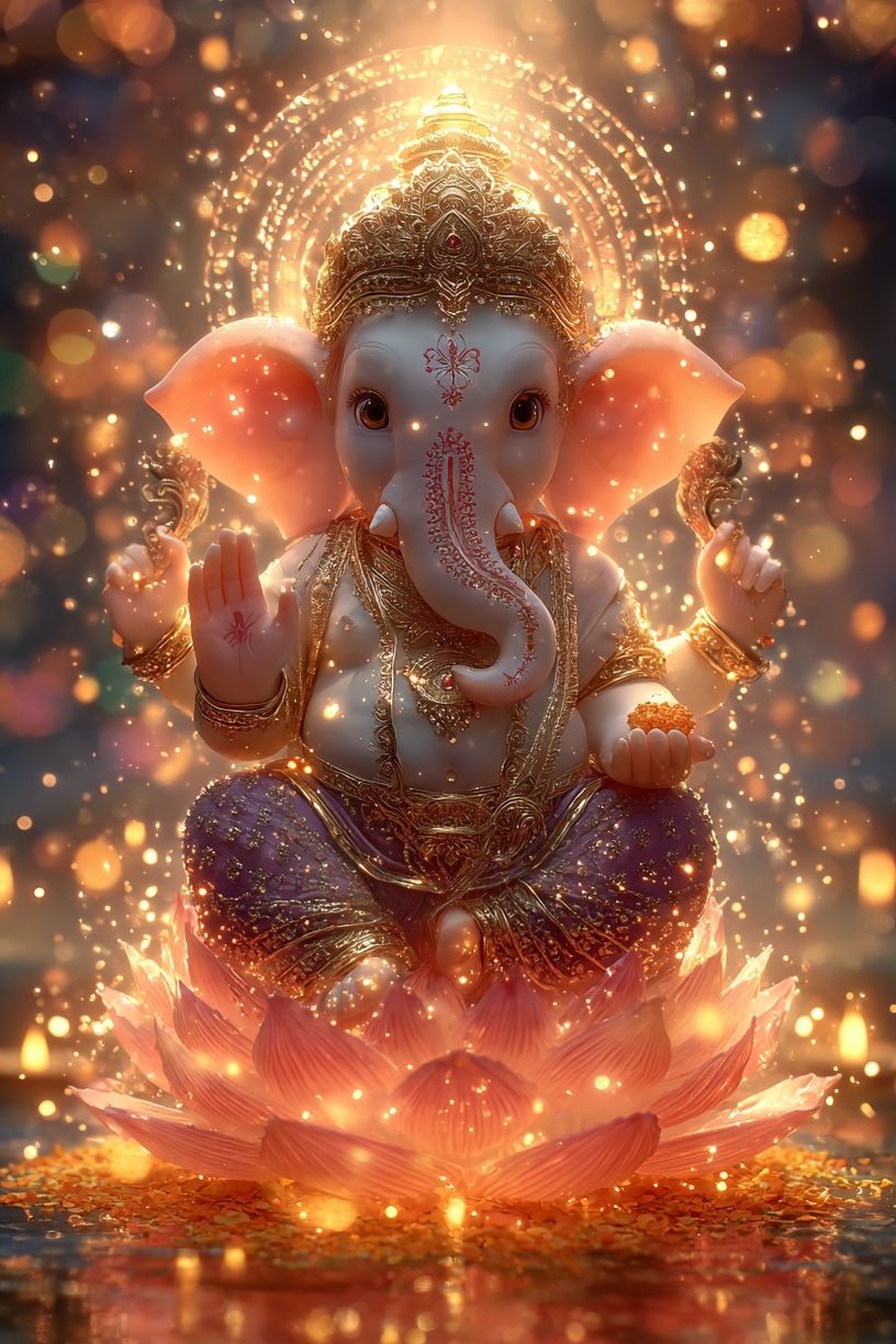 Ganesha Lotus Glow Poster. poster detail
