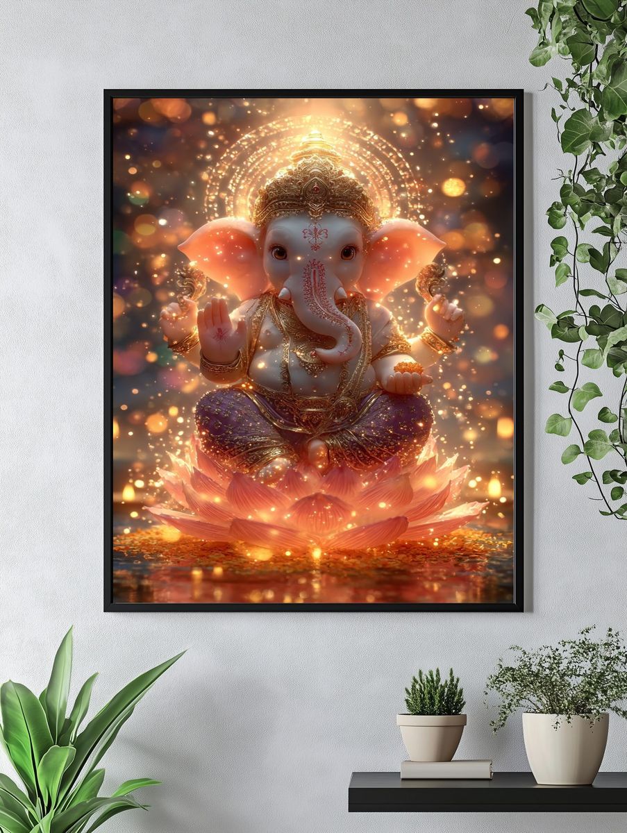 Ganesha Lotus Glow Poster. — room view 4