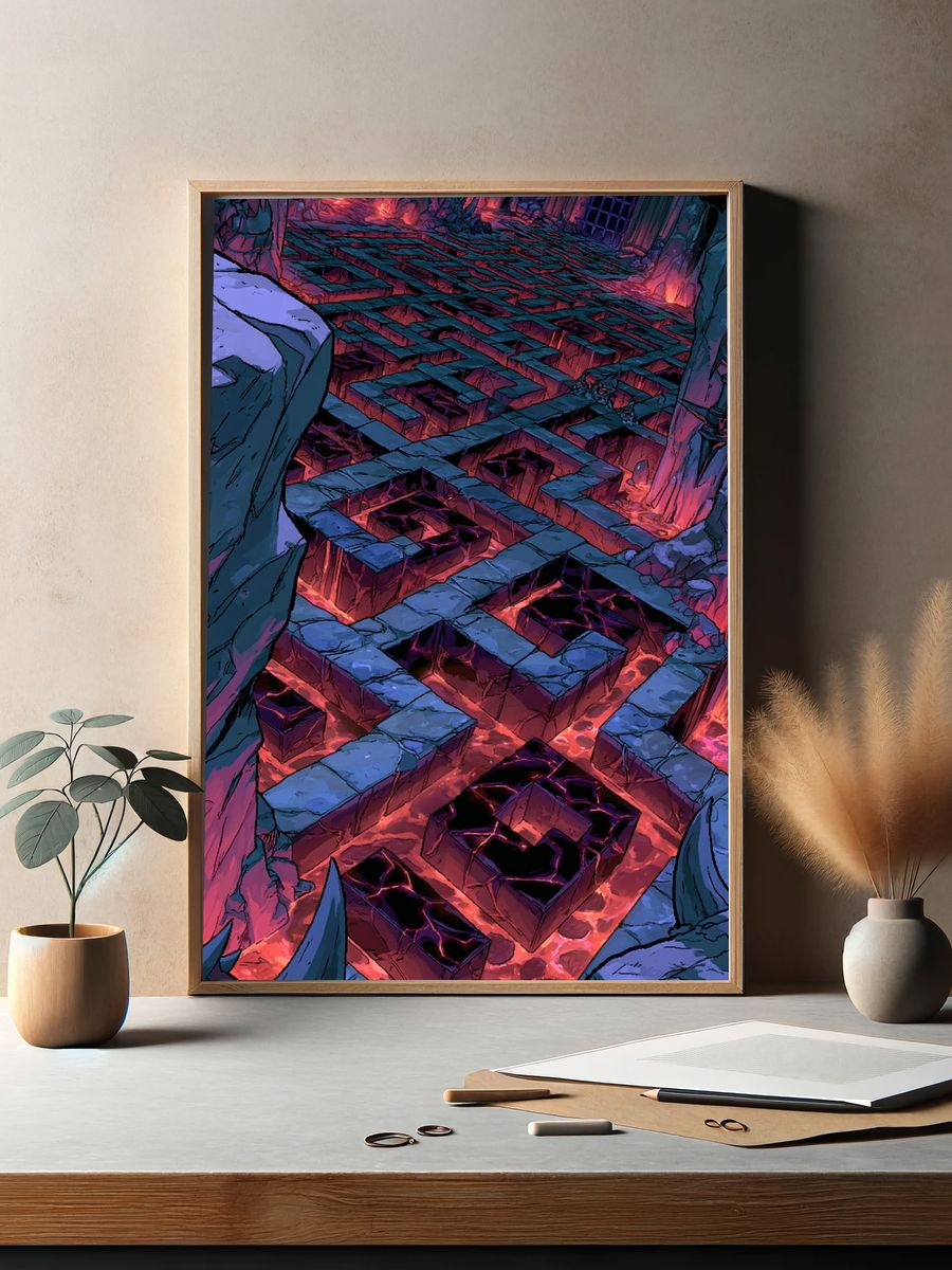 Infernal Maze Fantasy Illustration Poster. — room view 2