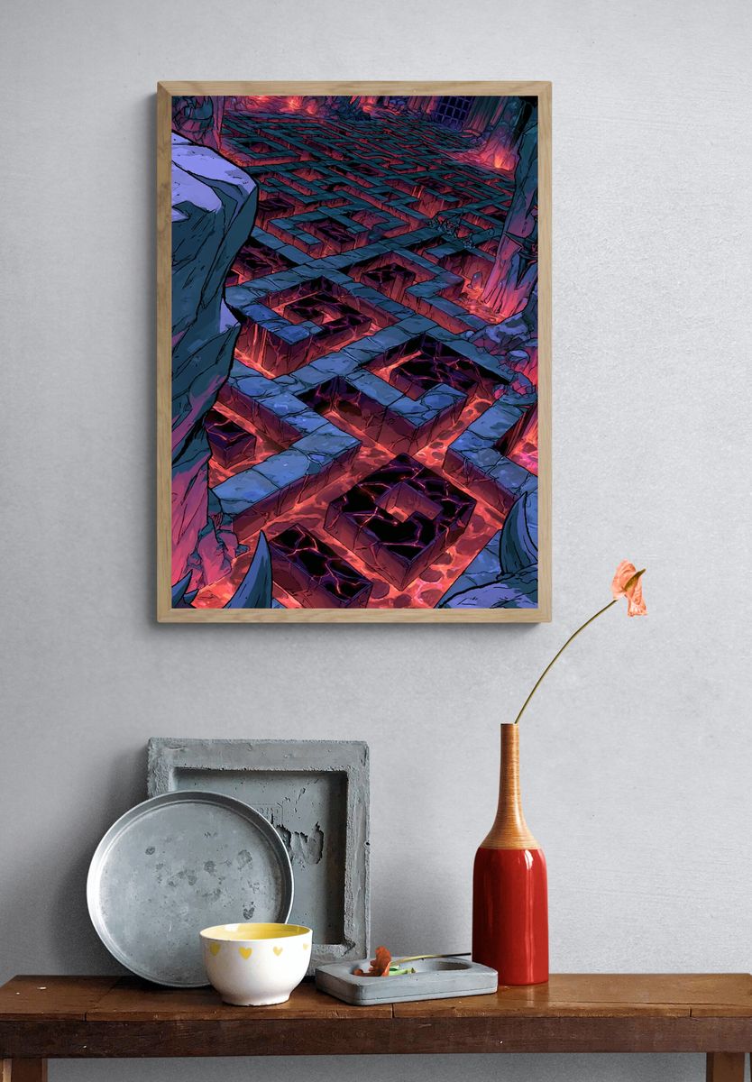 Infernal Maze Fantasy Illustration Poster. — room view 3