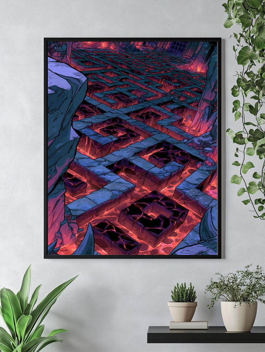 Infernal Maze Fantasy Illustration Poster. — room view 4