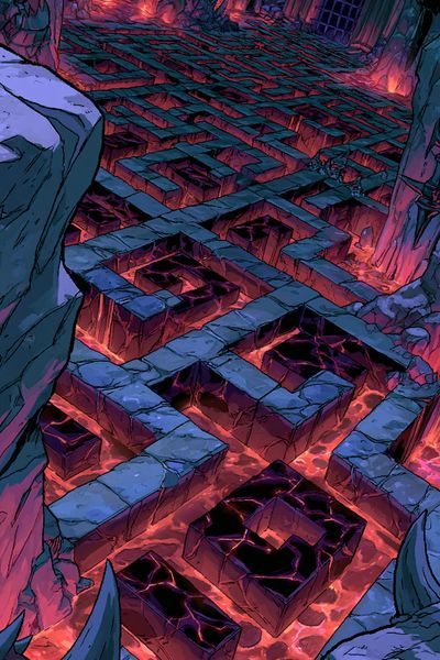 Infernal Maze Fantasy Illustration Poster. poster print