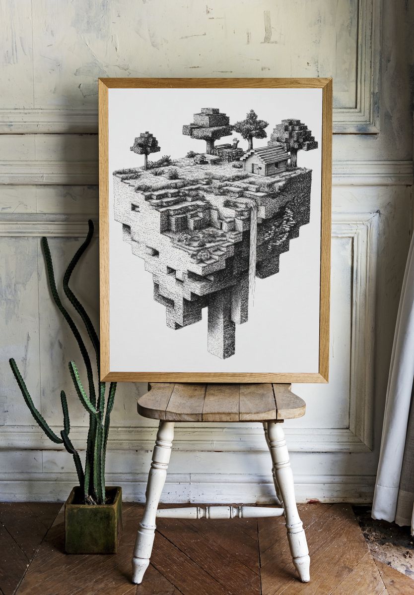 Floating Island Ink Print. — room view 1