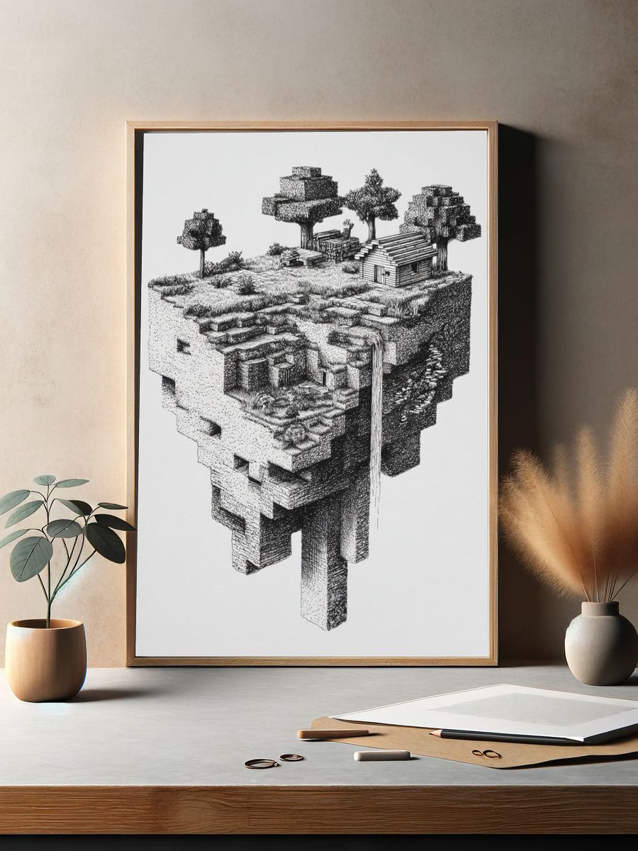 Floating Island Ink Print. — room view 2