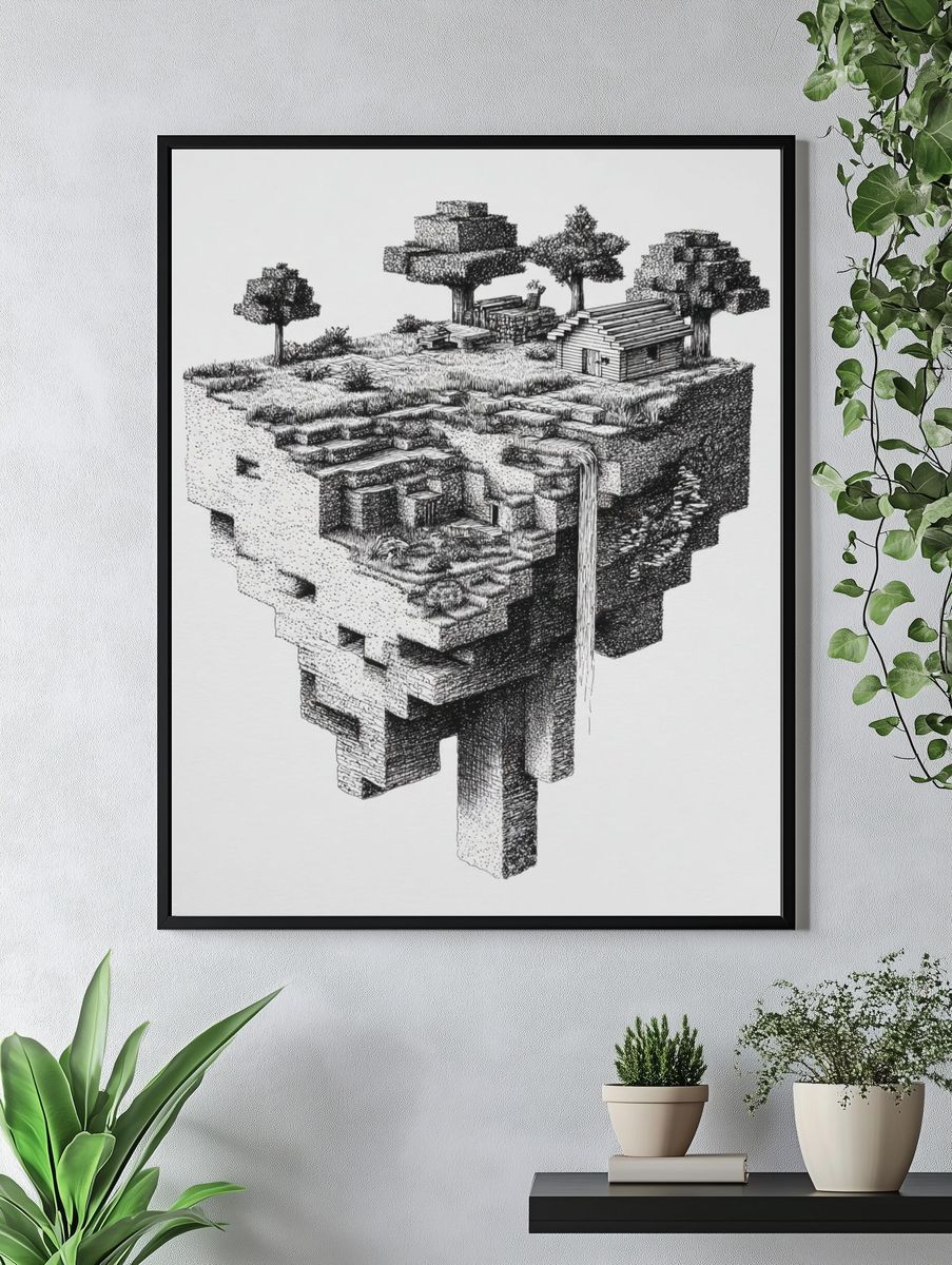 Floating Island Ink Print. — room view 4