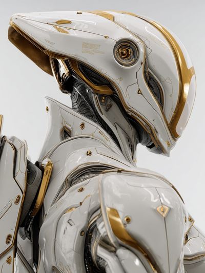 Futuristic White Mecha Illustration Poster. poster print