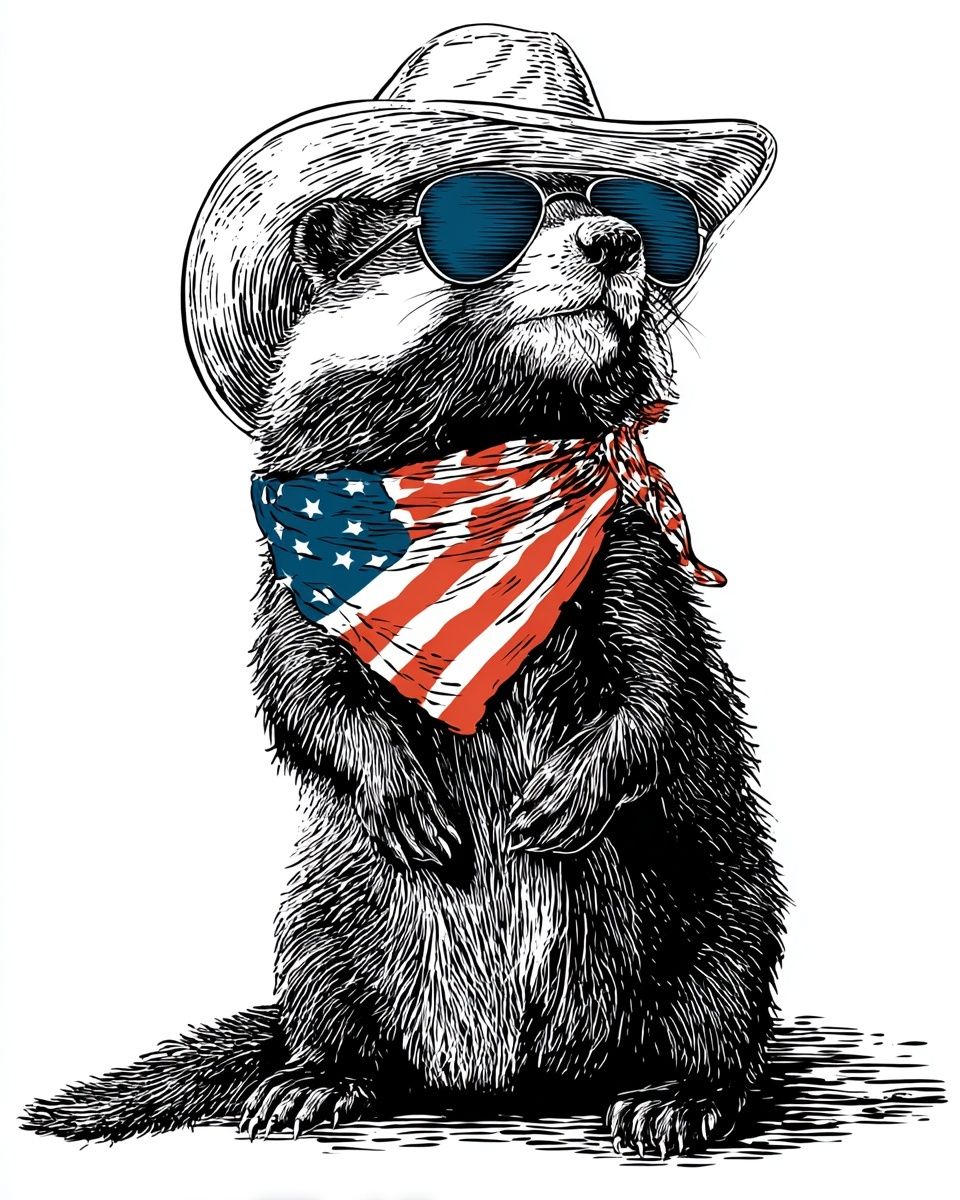 Cowboy Raccoon Illustration Poster. poster detail