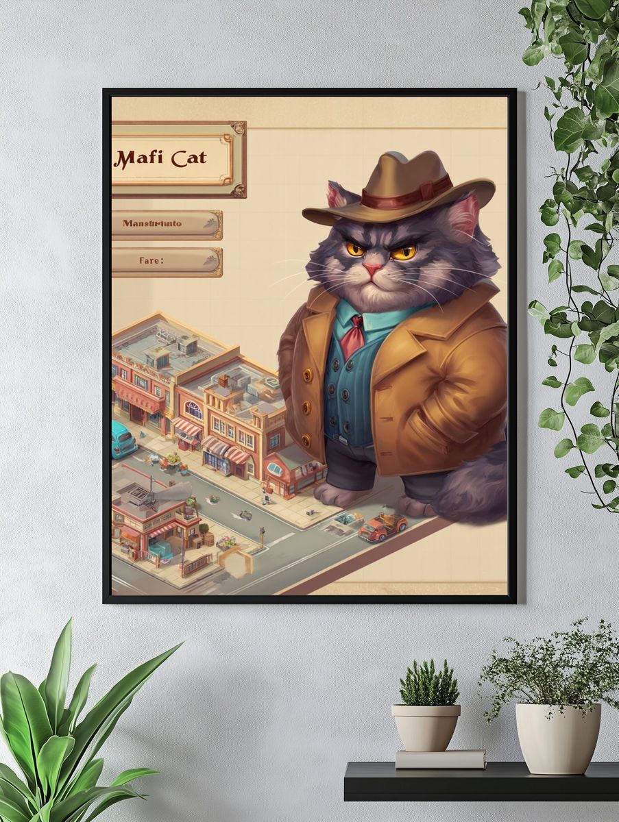 Mafi Cat Detective Illustration Poster. — room view 4