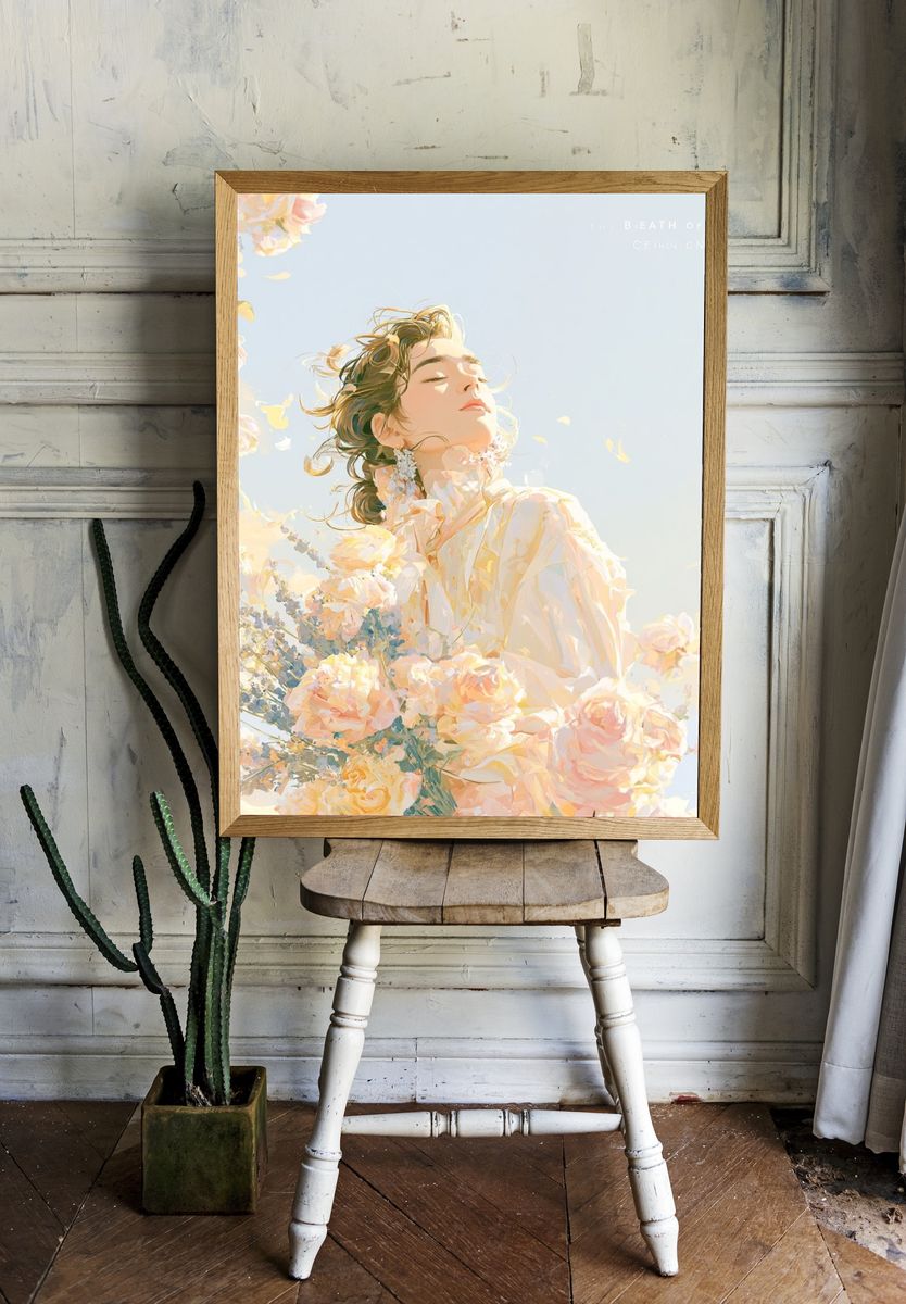 Breathe of Light Floral Portrait Print. — room view 1