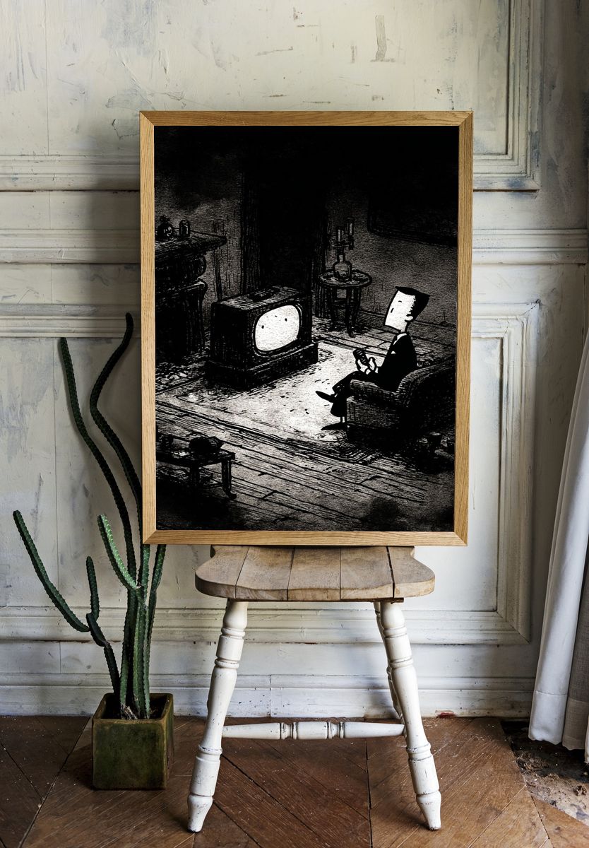 Lonely Evening — Illustration Print. — room view 1