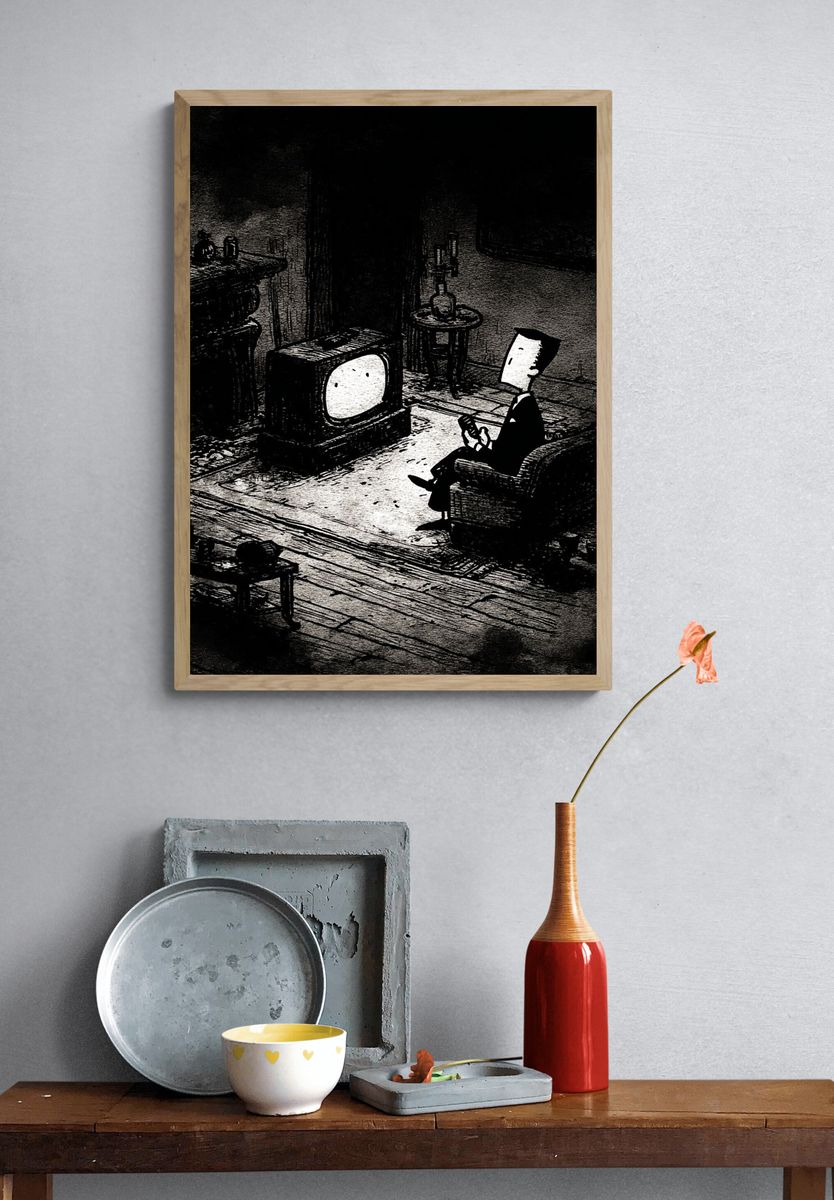 Lonely Evening — Illustration Print. — room view 3