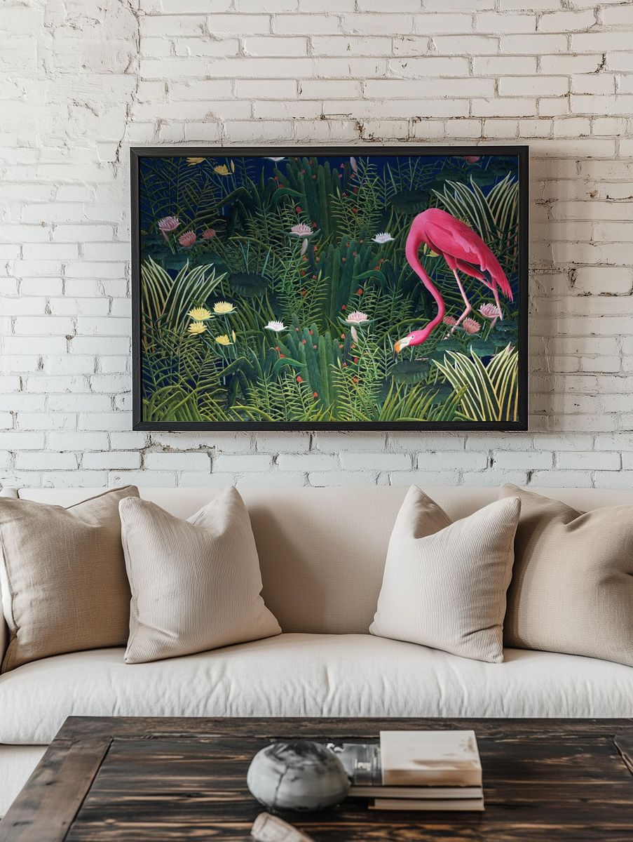 Flamingo & flower remix background. — room view 1