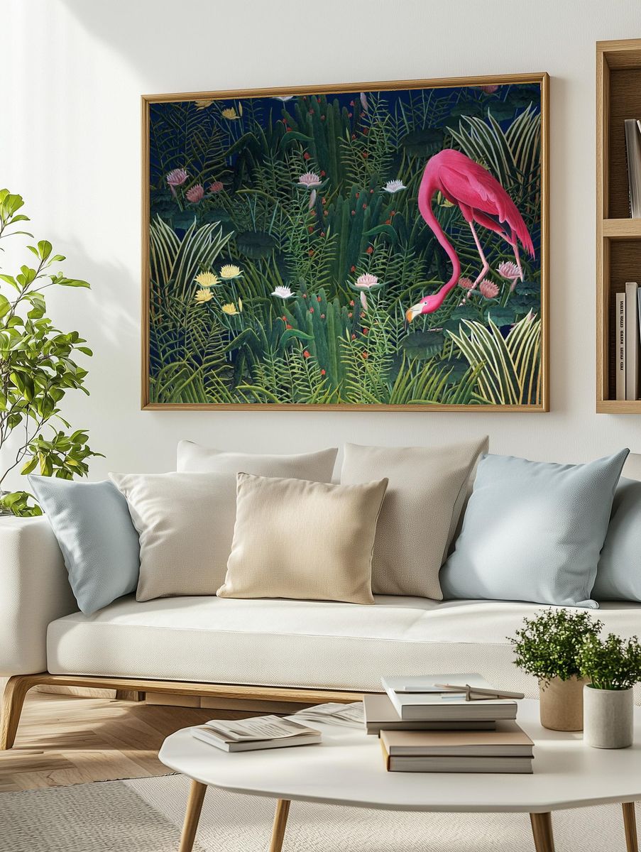 Flamingo & flower remix background. — room view 2