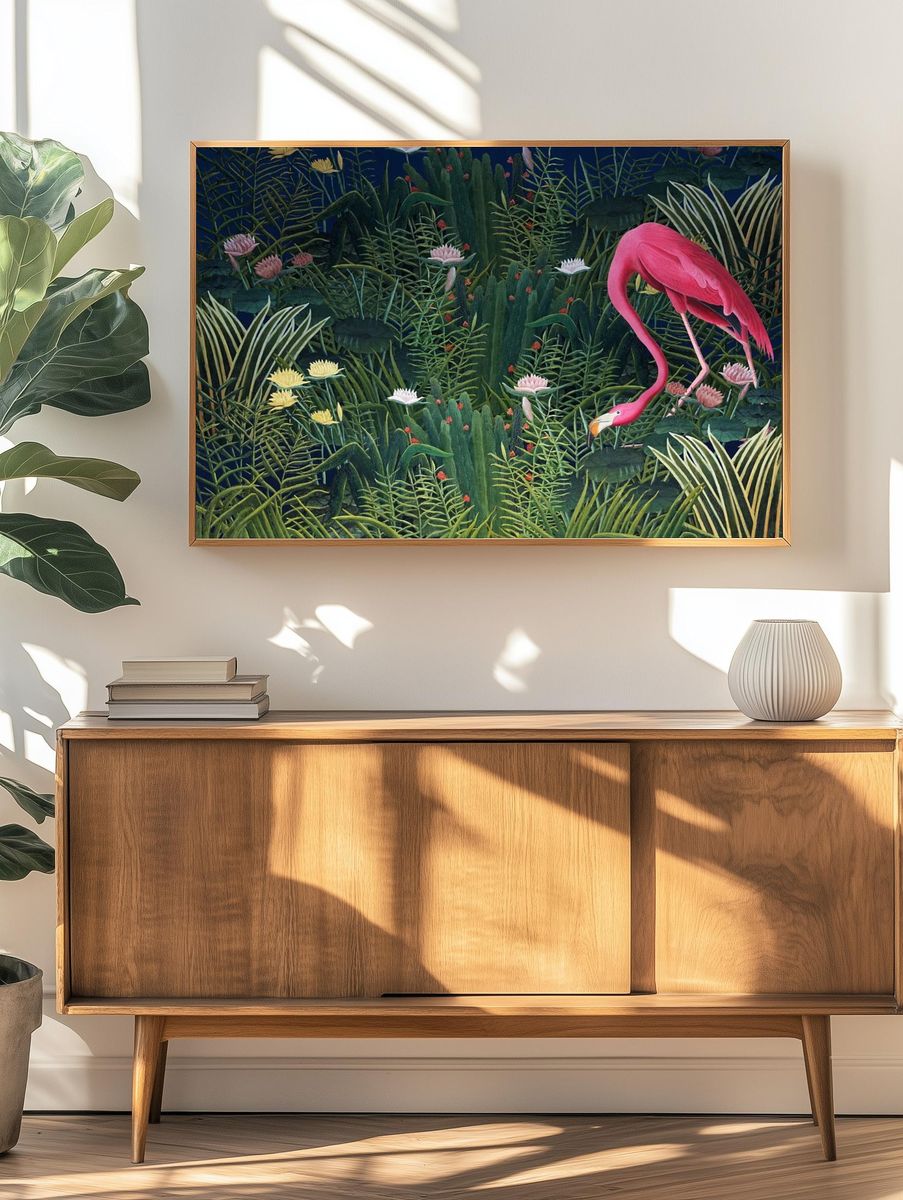 Flamingo & flower remix background. — room view 3