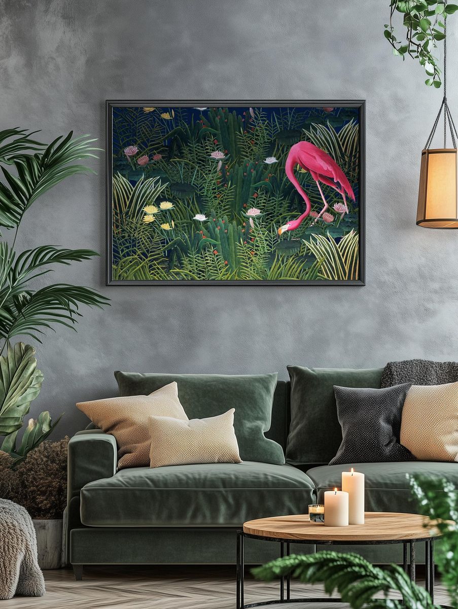 Flamingo & flower remix background. — room view 4