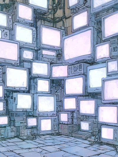 Retro TV Wall Illustration Poster. poster print