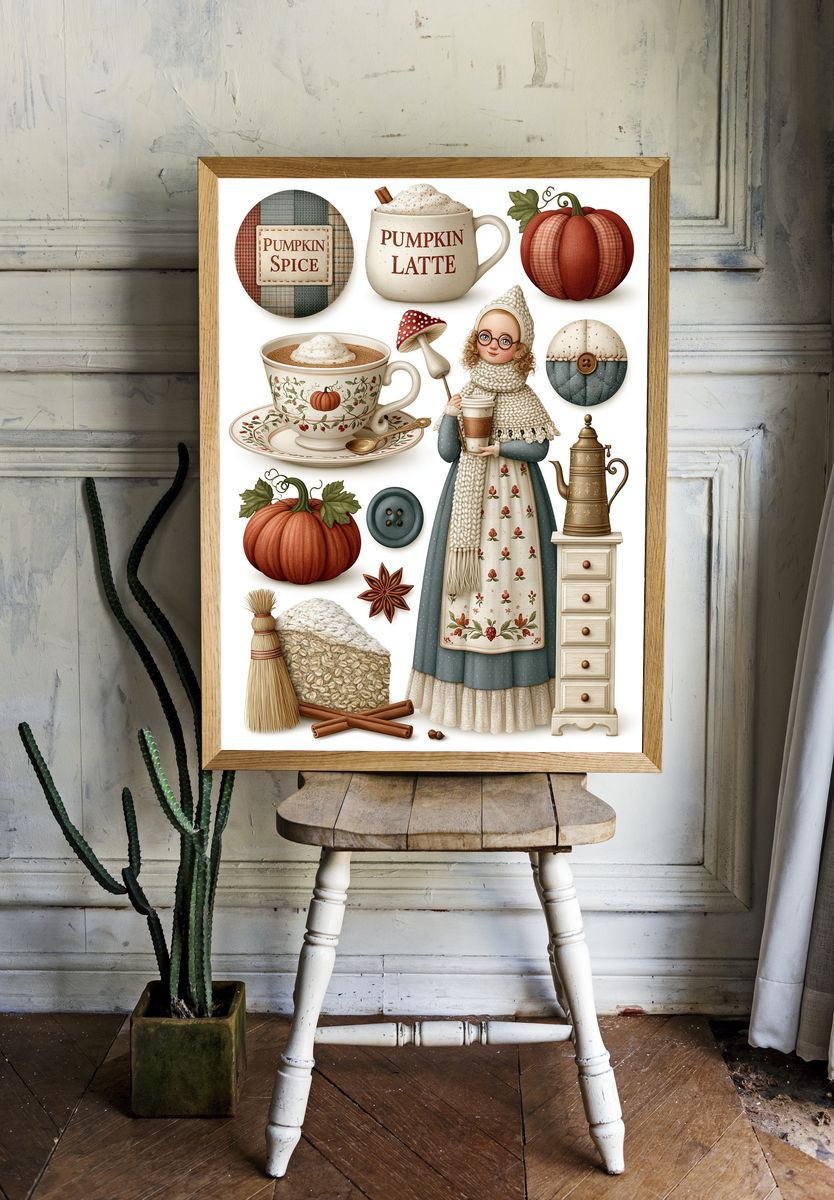 Pumpkin Spice Cottagecore Poster. — room view 1