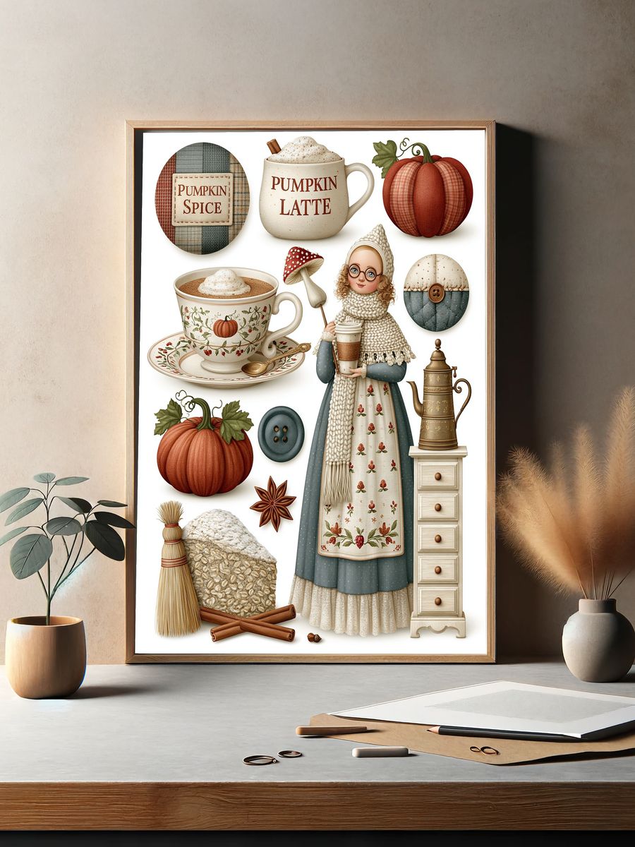 Pumpkin Spice Cottagecore Poster. — room view 2