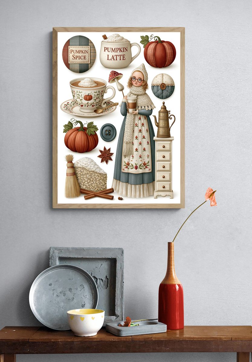 Pumpkin Spice Cottagecore Poster. — room view 3