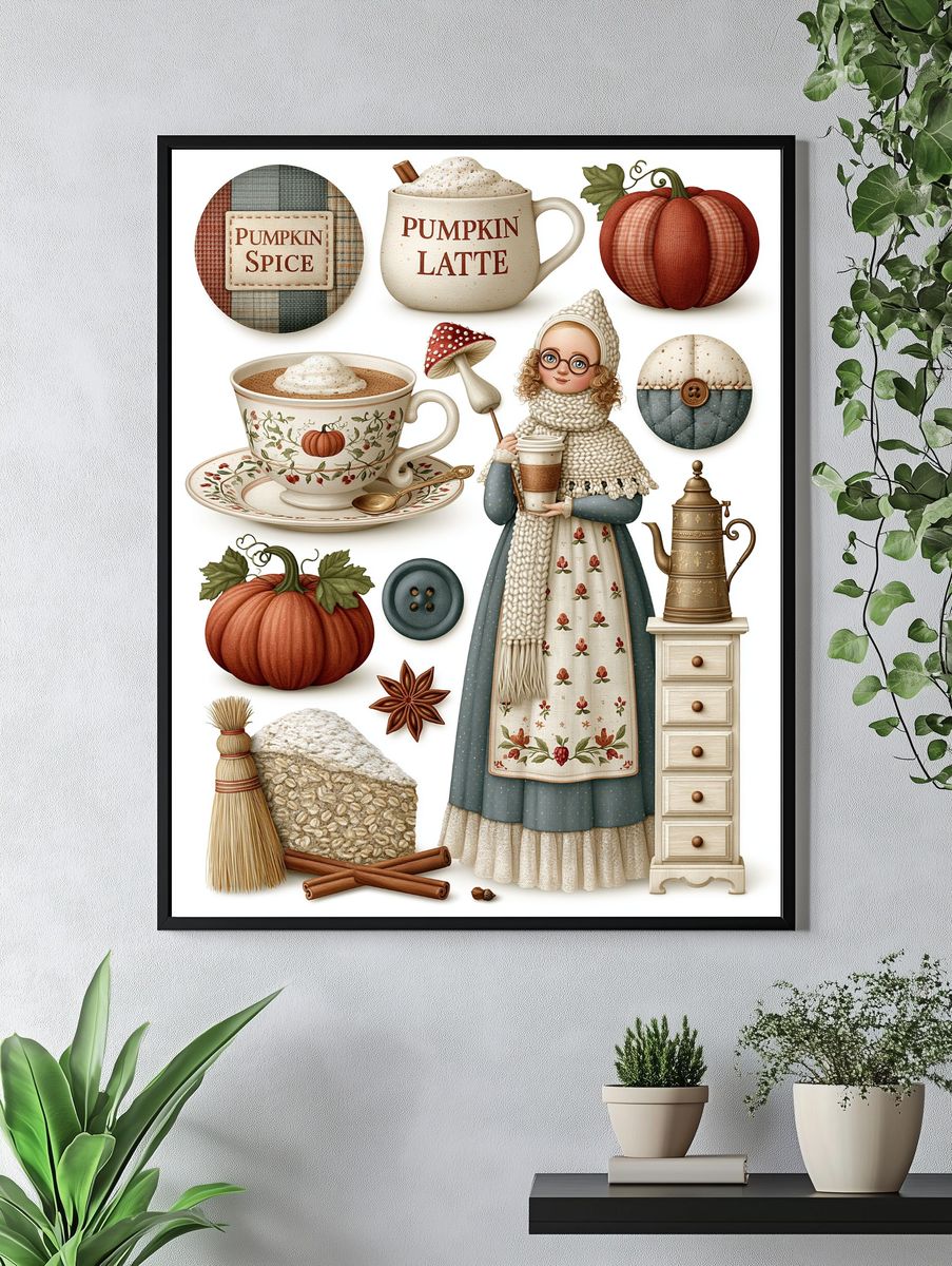 Pumpkin Spice Cottagecore Poster. — room view 4