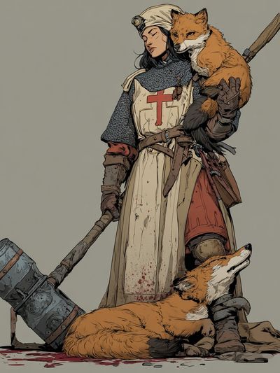 Knight and Fox Illustration Poster. poster print