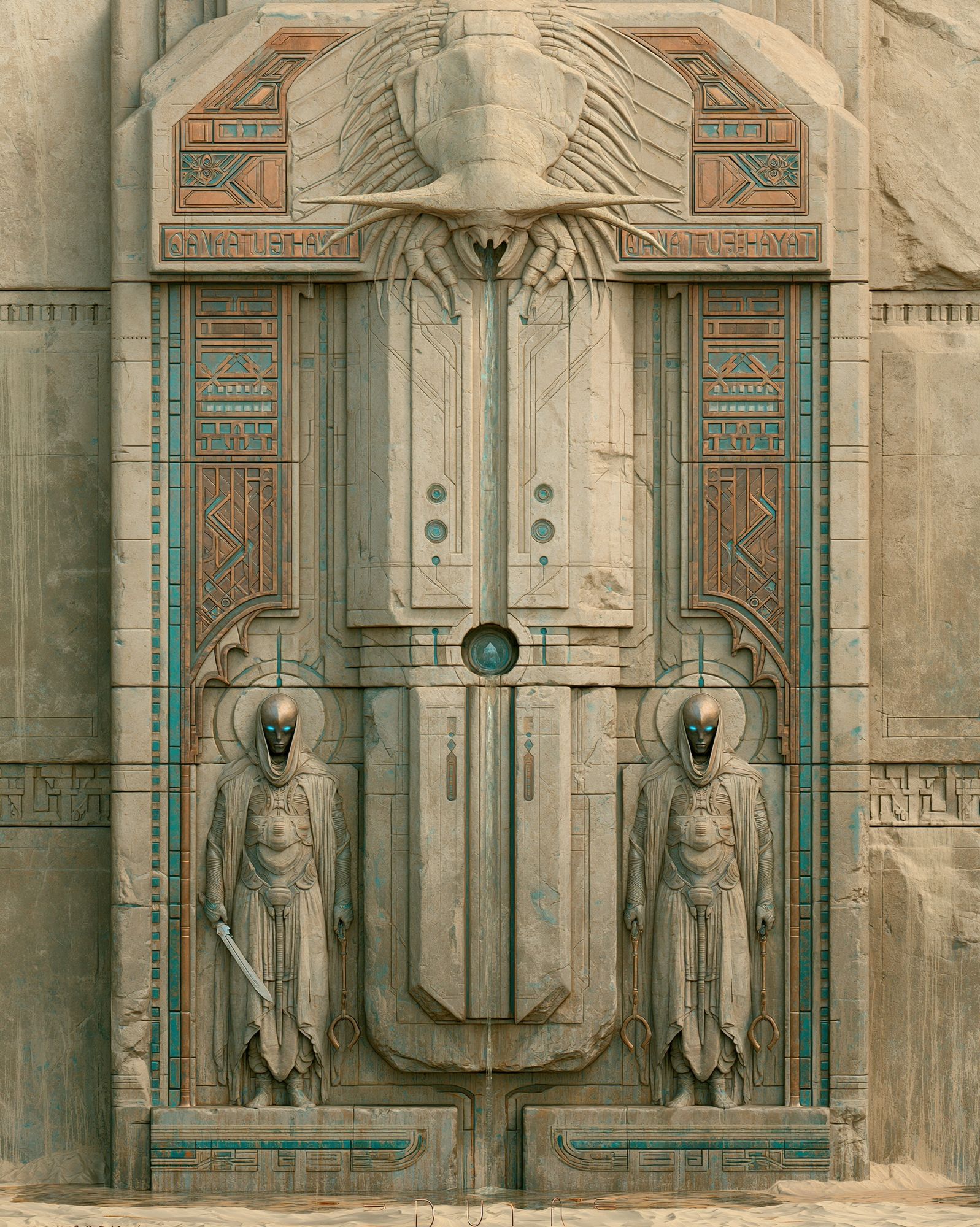 Sci-Fi Temple Guardians Print. poster detail