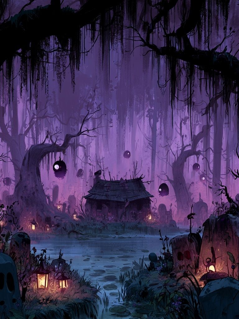 Haunted Forest Shrine Illustration Poster. poster — illustration art