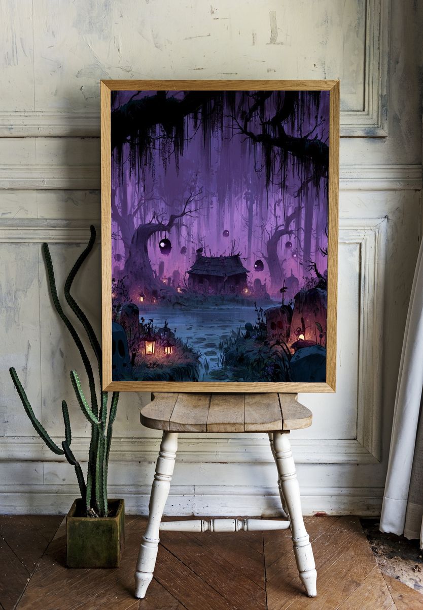 Haunted Forest Shrine Illustration Poster. — room view 1