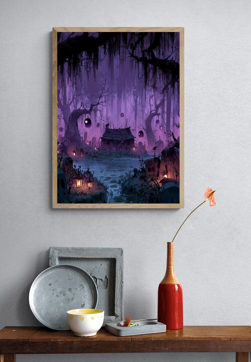 Haunted Forest Shrine Illustration Poster. — room view 3