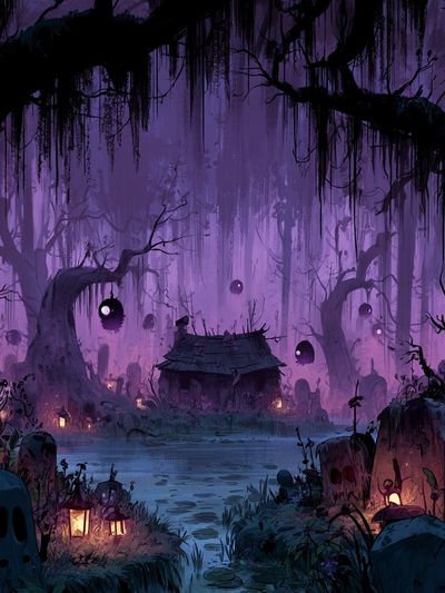 Haunted Forest Shrine Illustration Poster. poster print