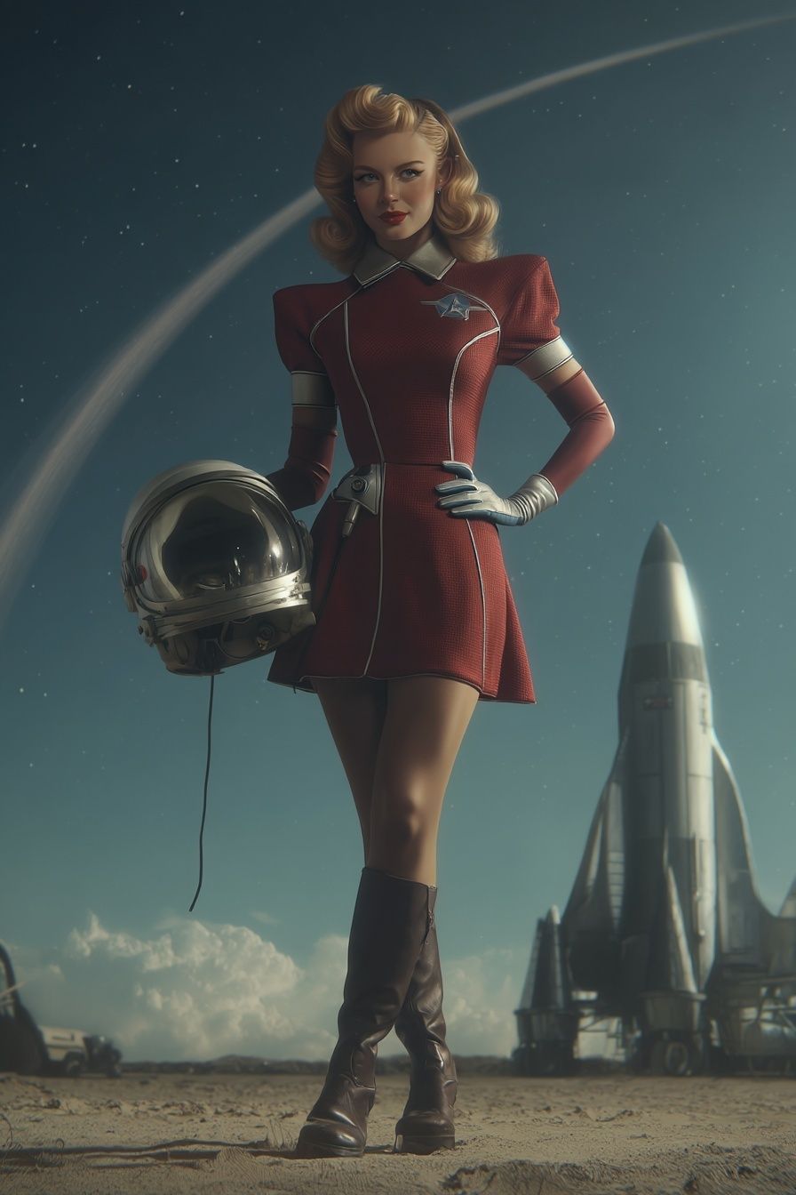 Retro Space Pin-Up Poster. poster detail