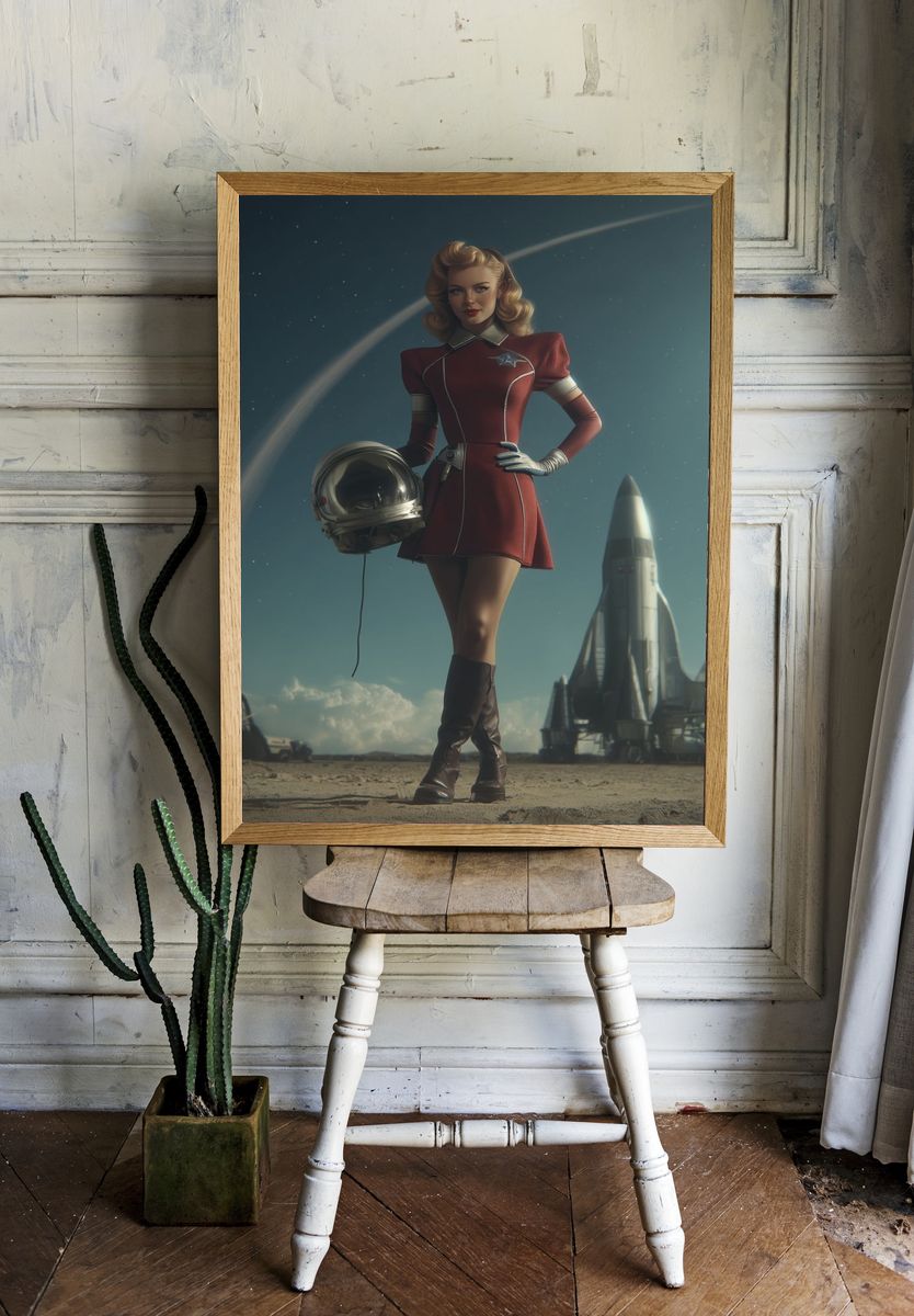 Retro Space Pin-Up Poster. — room view 1
