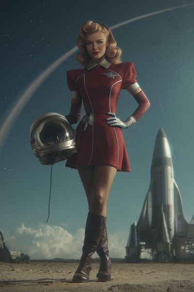 Retro Space Pin-Up Poster. poster print