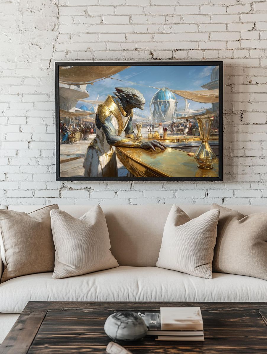 Alien Market Scene Sci-Fi Poster. — room view 1
