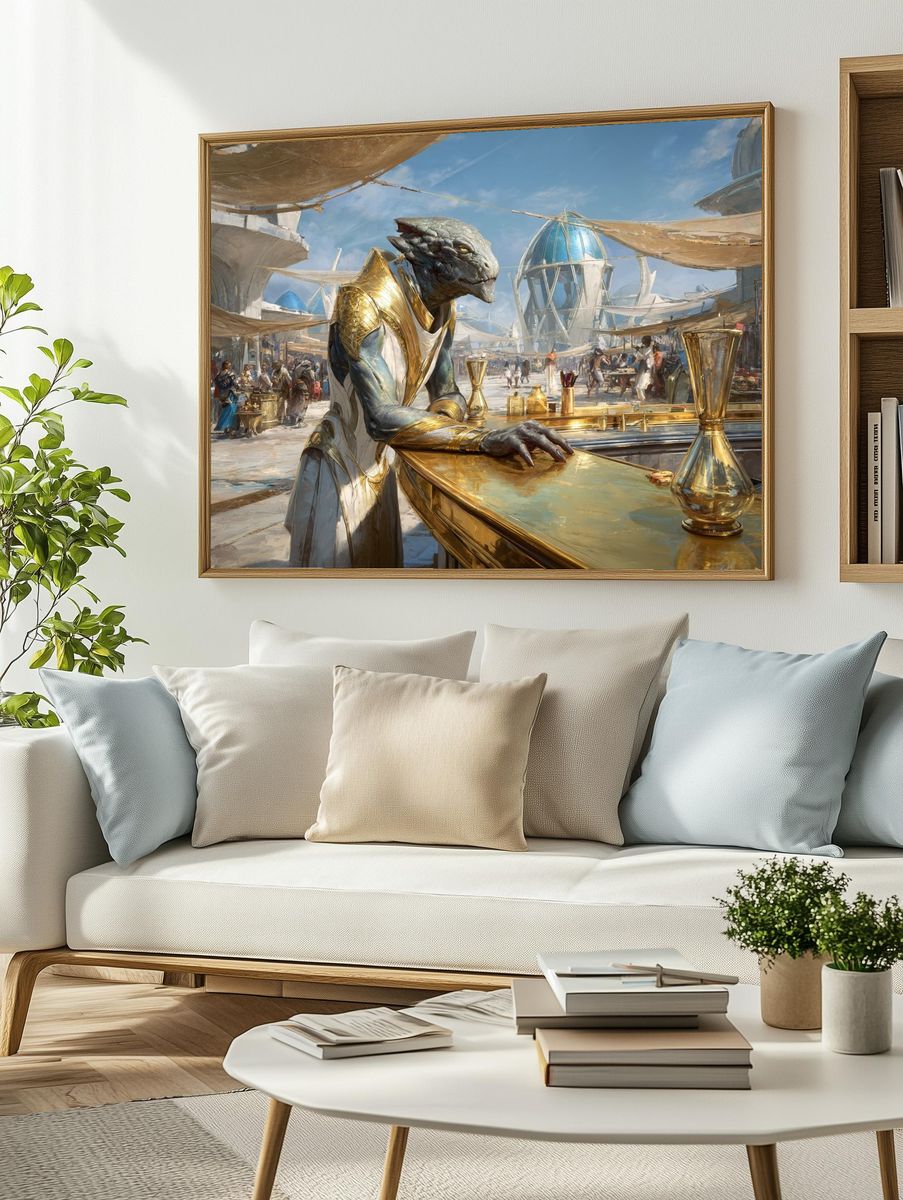 Alien Market Scene Sci-Fi Poster. — room view 2