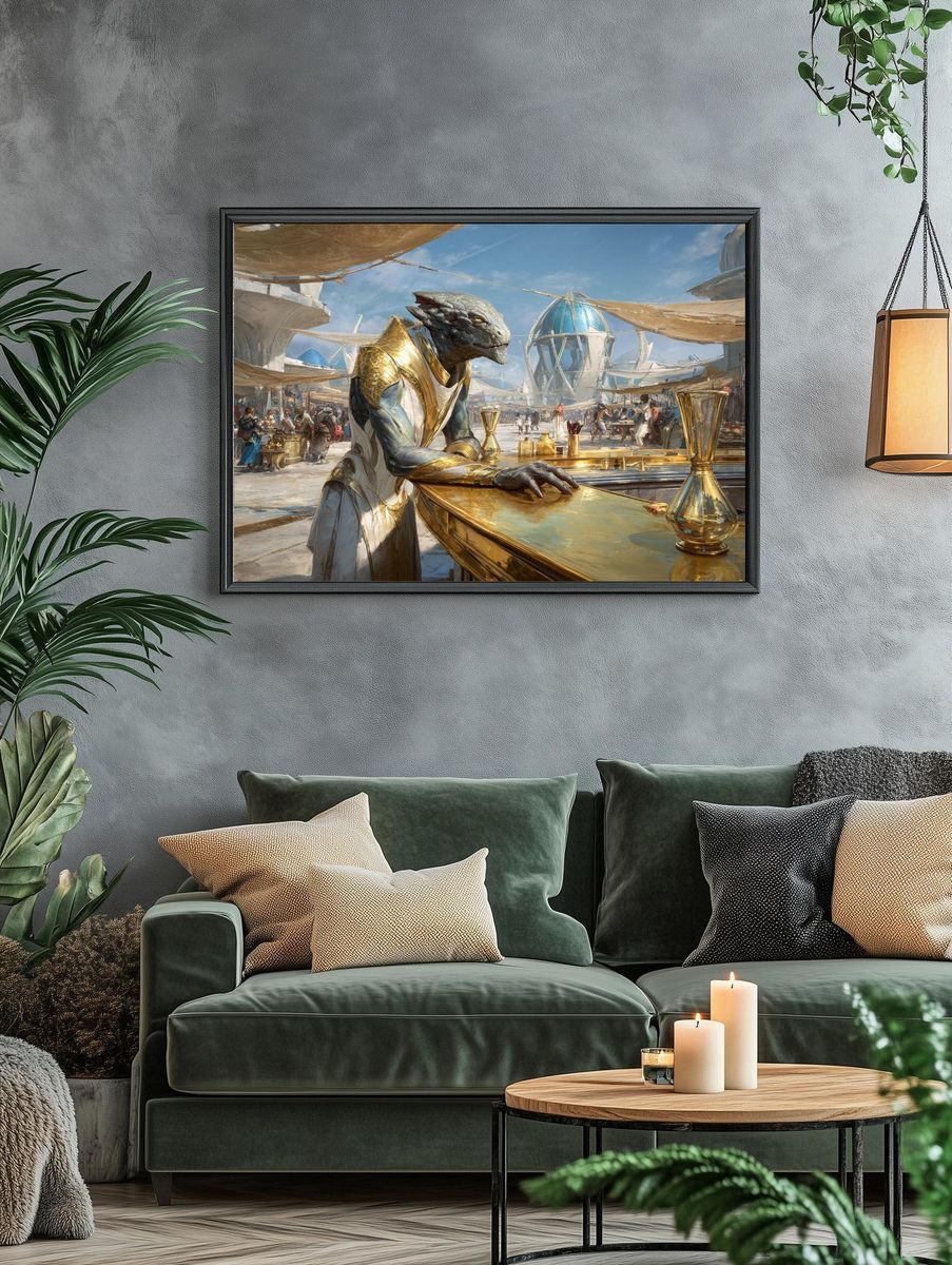Alien Market Scene Sci-Fi Poster. — room view 4