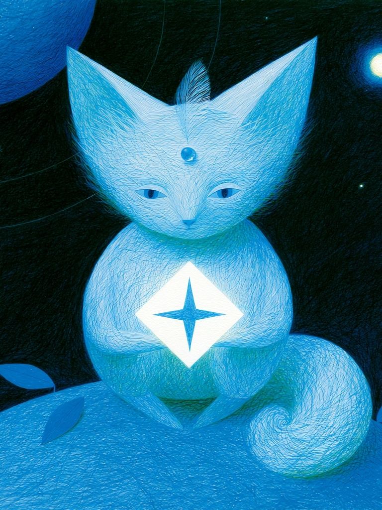 Celestial Cat Illustration Print. poster — illustration art