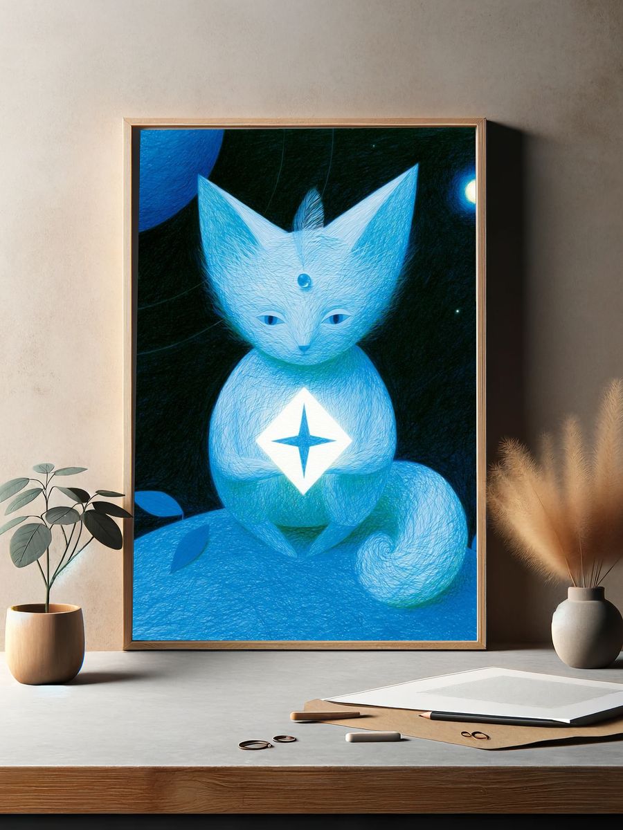 Celestial Cat Illustration Print. — room view 2