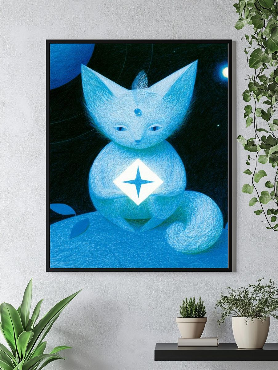 Celestial Cat Illustration Print. — room view 4