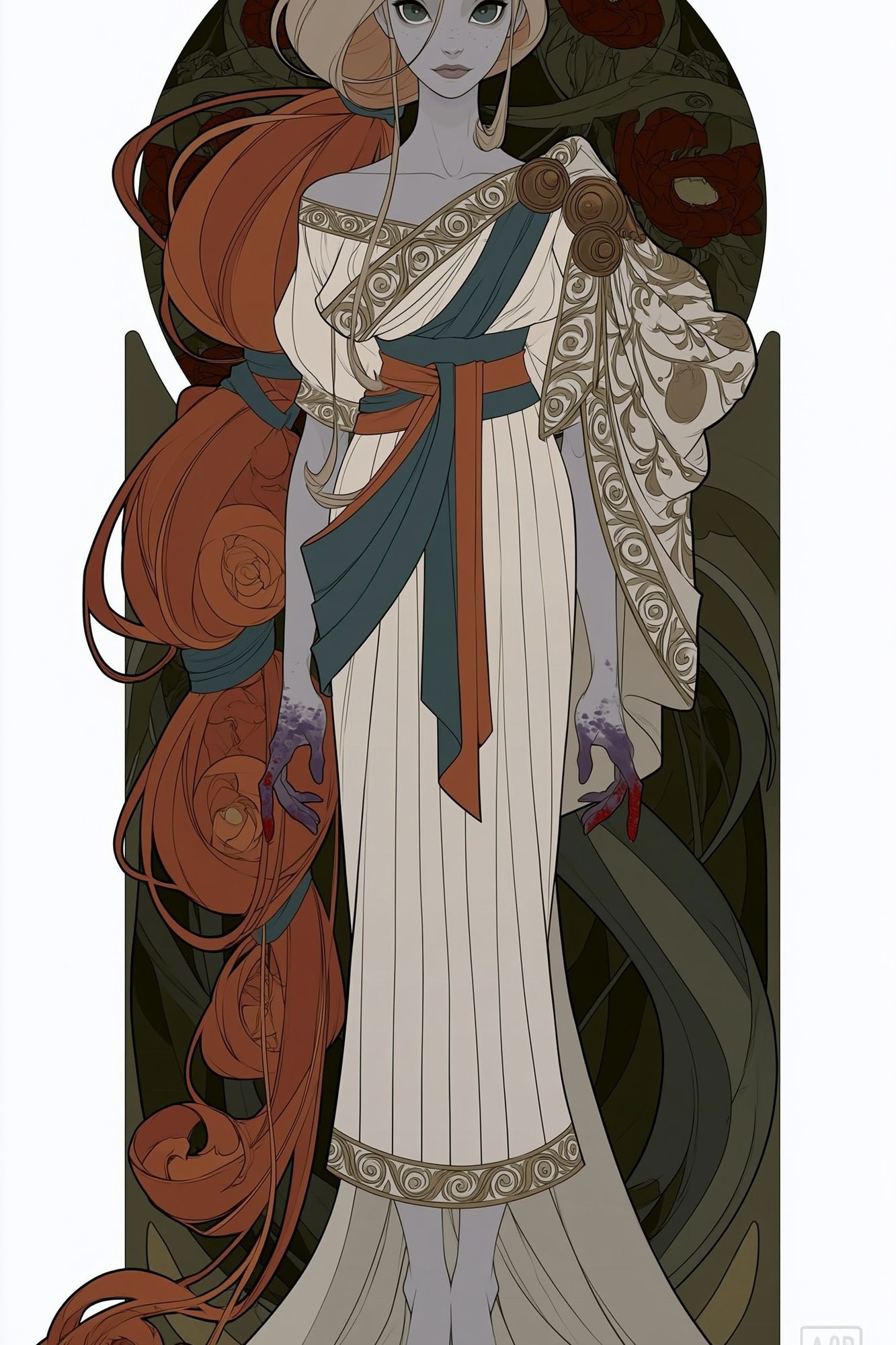 Art Nouveau Goddess Illustration Poster. poster detail