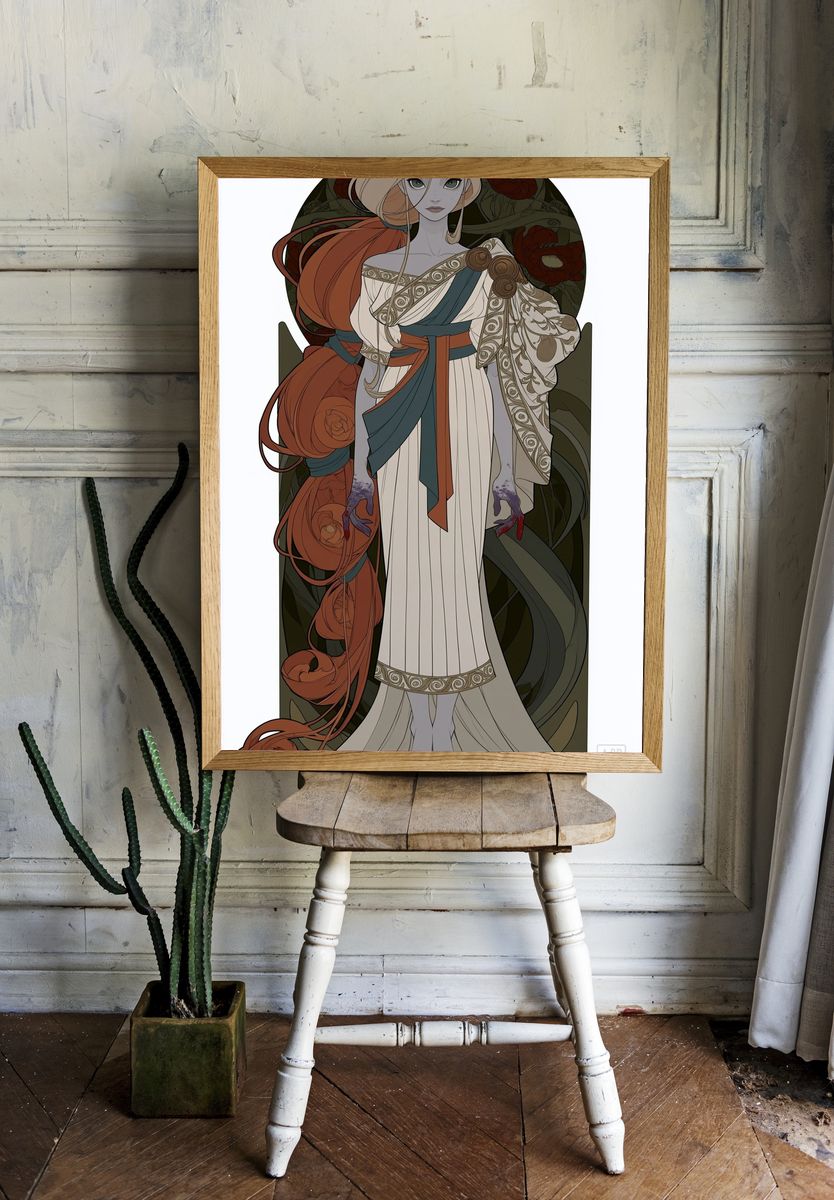 Art Nouveau Goddess Illustration Poster. — room view 1